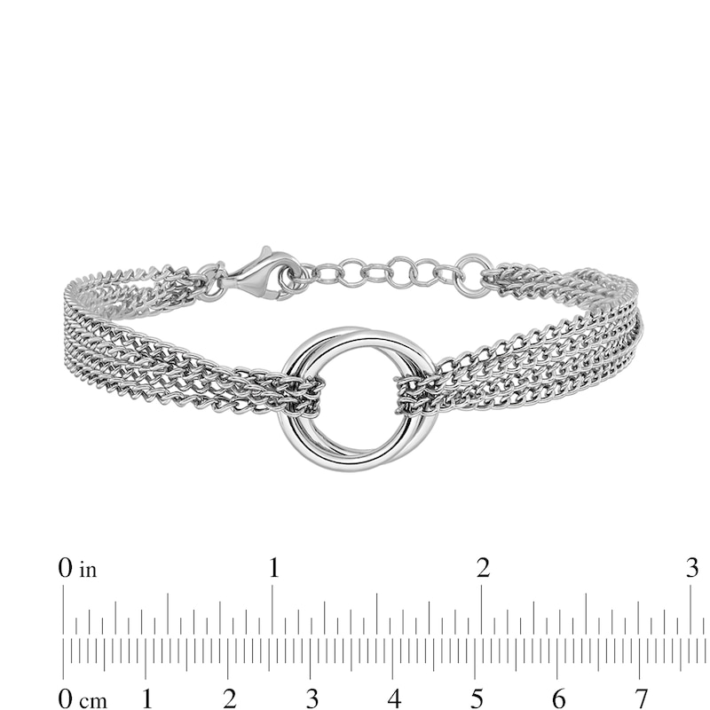 Main Image 4 of Double Circle Multi-Strand Curb Chain Bracelet in Sterling Silver - 8”