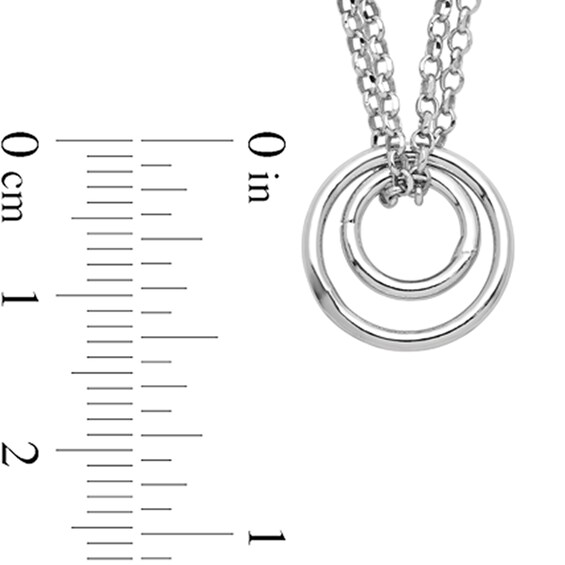 Double Circle Drop Double Strand Cable Chain Necklace in Sterling Silver - 17"