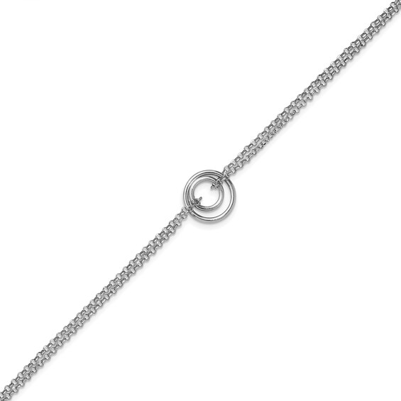 Double Circle Drop Double Strand Cable Chain Bracelet in Sterling Silver - 8.5â