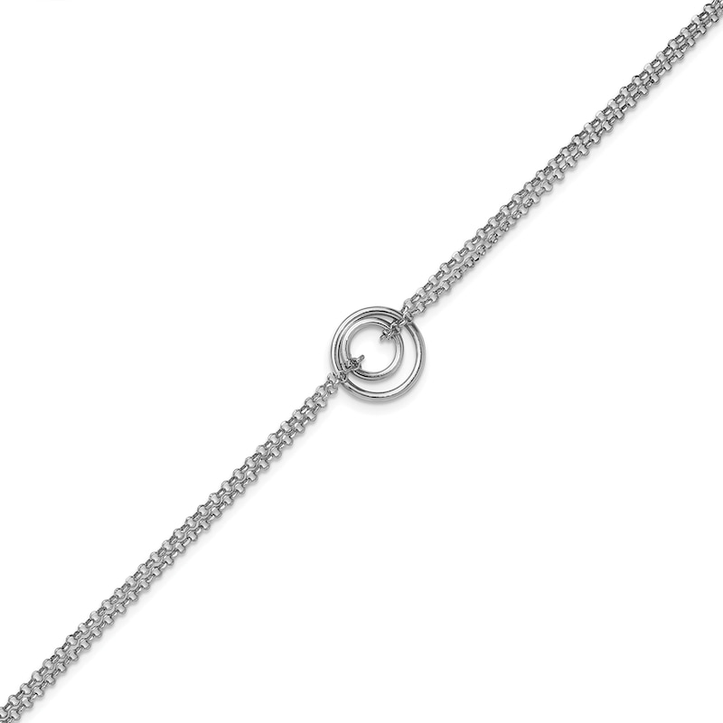Main Image 3 of Double Circle Drop Double Strand Cable Chain Bracelet in Sterling Silver - 8.5”