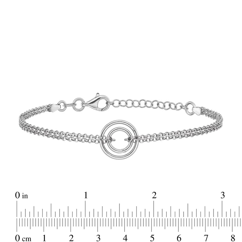 Main Image 4 of Double Circle Drop Double Strand Cable Chain Bracelet in Sterling Silver - 8.5”