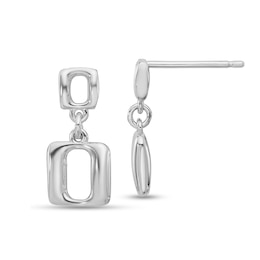 Lightweight Rectangle Drop Earrings in Sterling Silver
