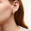 Thumbnail Image 2 of Lab-Created Opal and White Lab-Created Sapphire Star Hoop Earrings in Sterling Silver with 18K Gold Plate