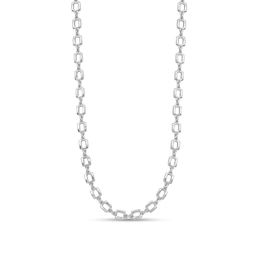 4.75mm Rectangle Link Chain Necklace in Solid Sterling Silver