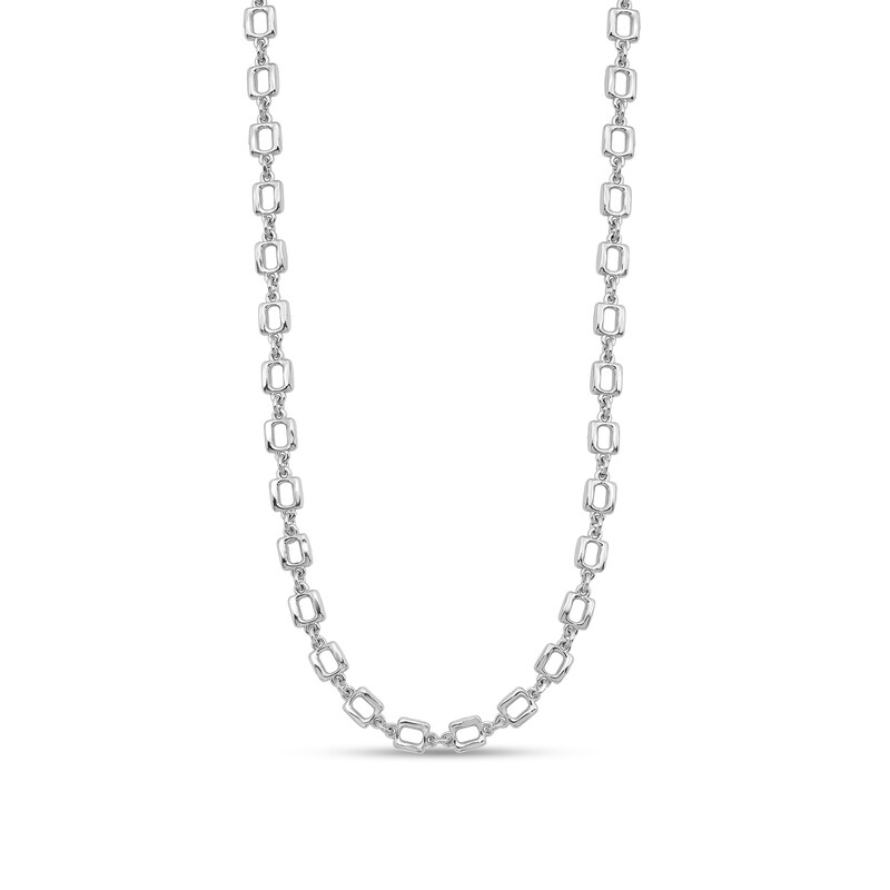 Main Image 1 of 4.75mm Rectangle Link Chain Necklace in Solid Sterling Silver