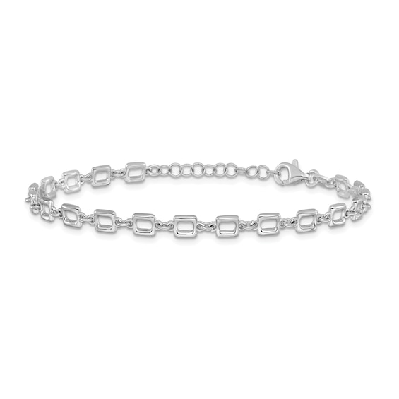 4.75mm Rectangle Link Chain Bracelet in Solid Sterling Silver - 8â