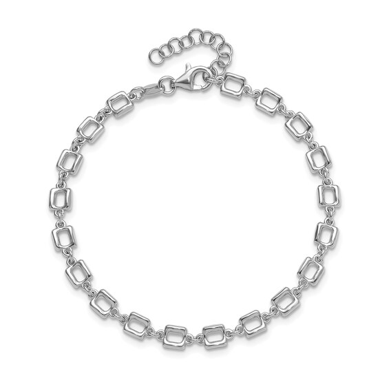 4.75mm Rectangle Link Chain Bracelet in Solid Sterling Silver - 8â