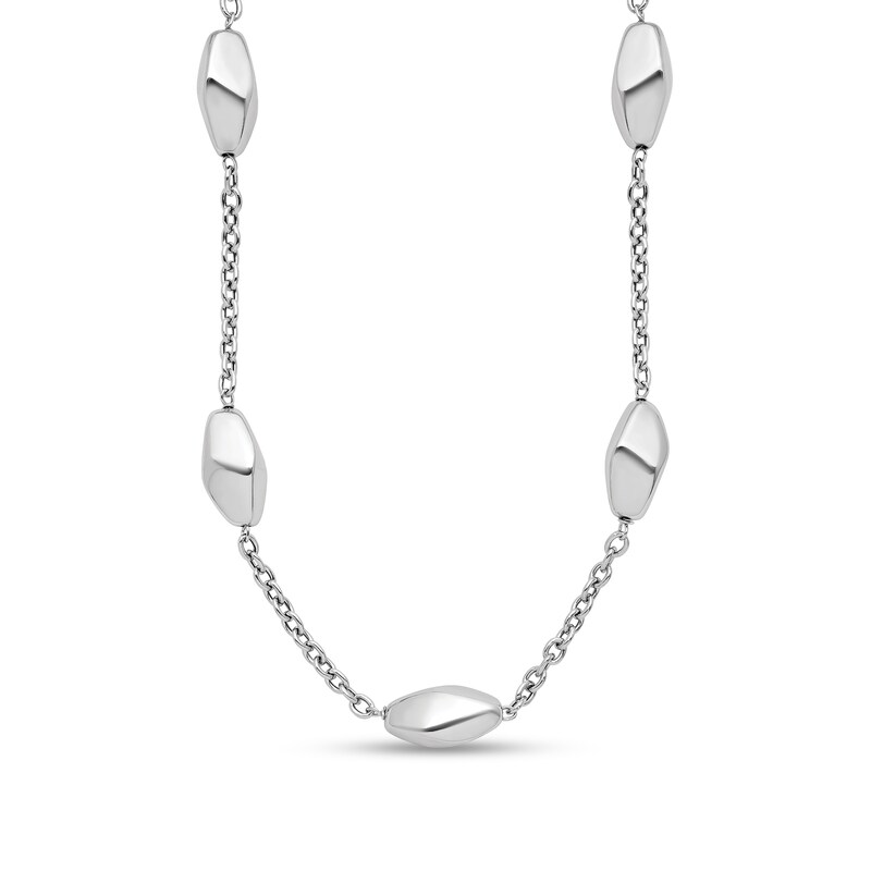 Main Image 1 of Lightweight Beaded Chain Necklace in Sterling Silver - 19.75”