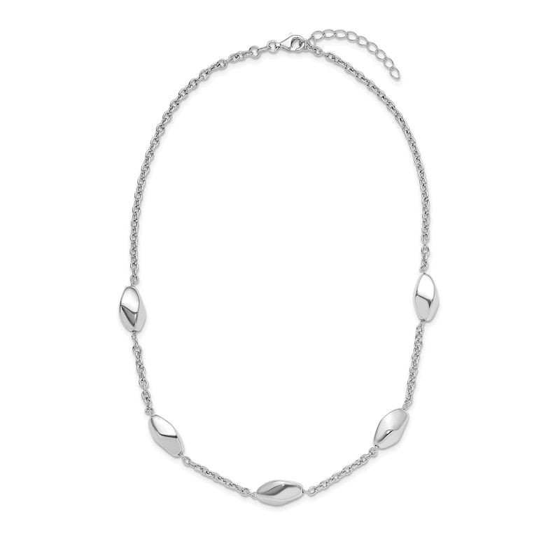 Main Image 2 of Lightweight Beaded Chain Necklace in Sterling Silver - 19.75”