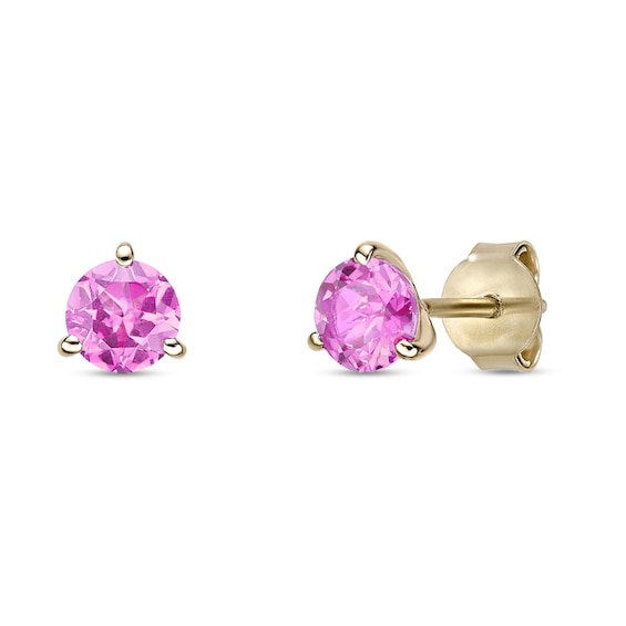 5.0mm Pink Lab-Created Sapphire Solitaire Martini Stud Earrings in 10K Gold