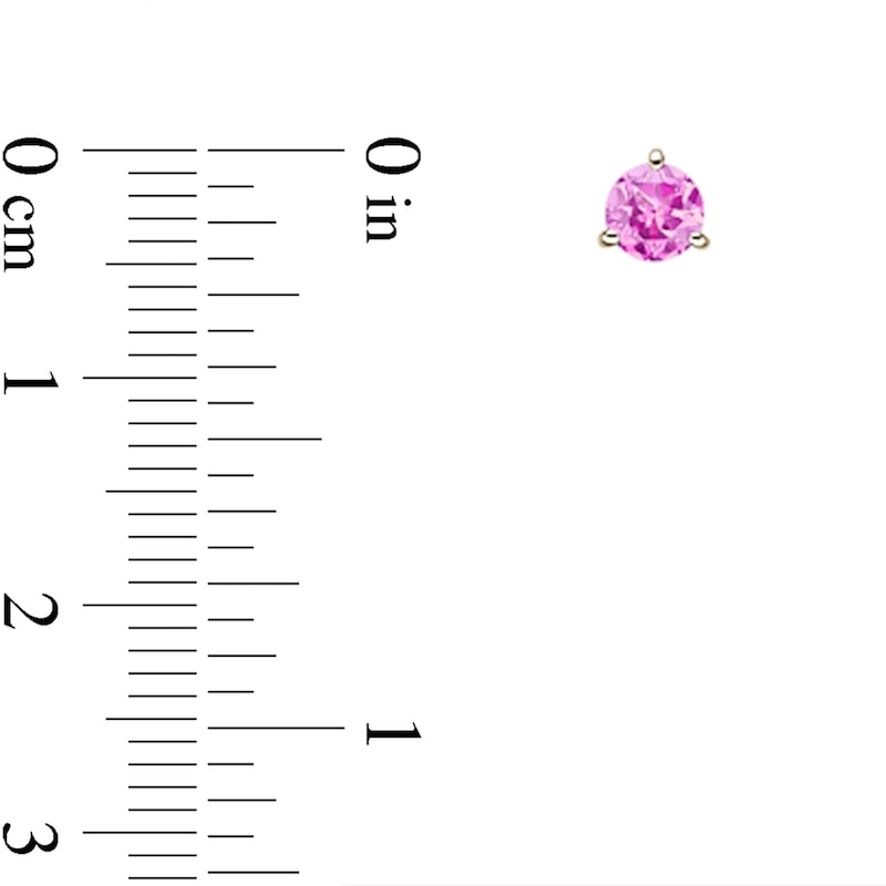Main Image 3 of 5.0mm Pink Lab-Created Sapphire Solitaire Martini Stud Earrings in 10K Gold
