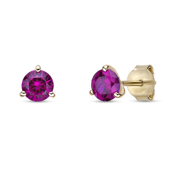 5.0mm Lab-Created Ruby Solitaire Martini Stud Earrings in 10K Gold