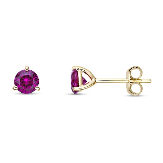 5.0mm Lab-Created Ruby Solitaire Martini Stud Earrings in 10K Gold