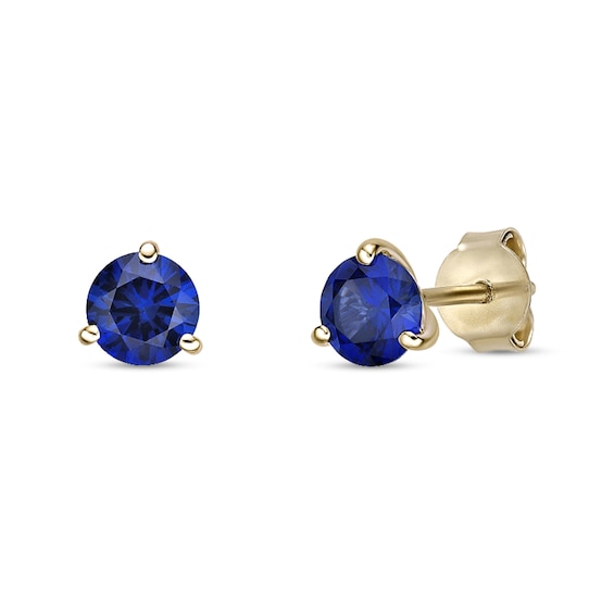 5.0mm Blue Lab-Created Sapphire Solitaire Martini Stud Earrings in 10K Gold