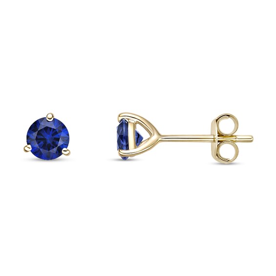 5.0mm Blue Lab-Created Sapphire Solitaire Martini Stud Earrings in 10K Gold