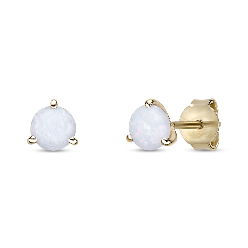 Main Image 1 of 5.0mm Lab-Created Opal Solitaire Martini Stud Earrings in 10K Gold