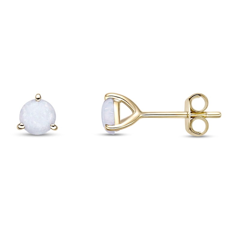 Main Image 2 of 5.0mm Lab-Created Opal Solitaire Martini Stud Earrings in 10K Gold