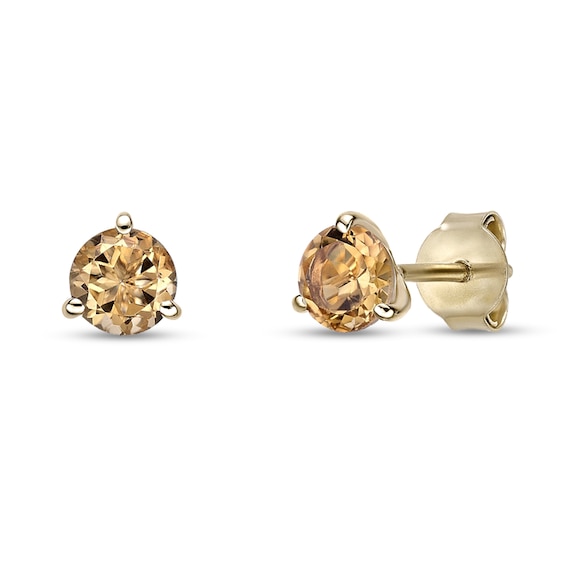 5.0mm Citrine Solitaire Martini Stud Earrings in 10K Gold