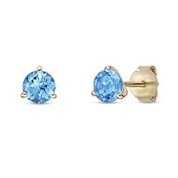 5.0mm Swiss Blue Topaz Solitaire Martini Stud Earrings in 10K Gold