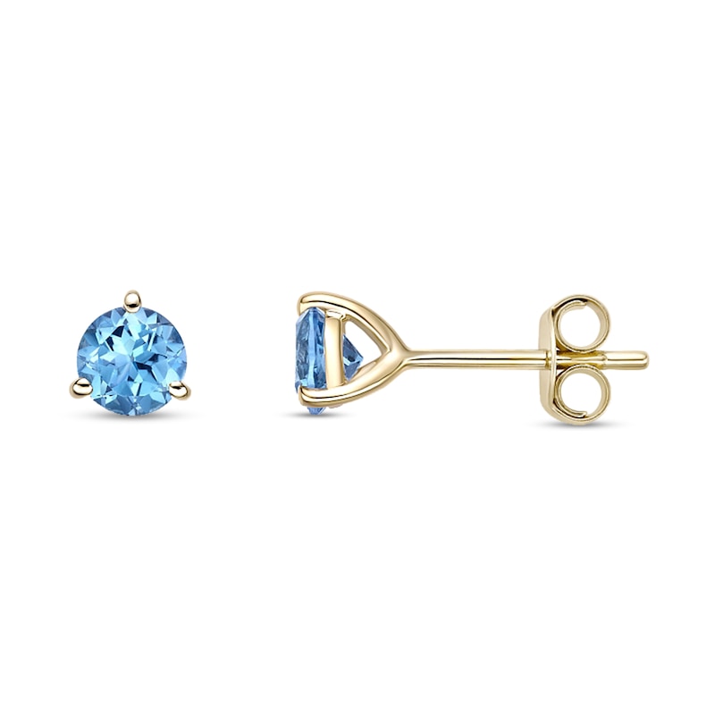 Main Image 2 of 5.0mm Swiss Blue Topaz Solitaire Martini Stud Earrings in 10K Gold