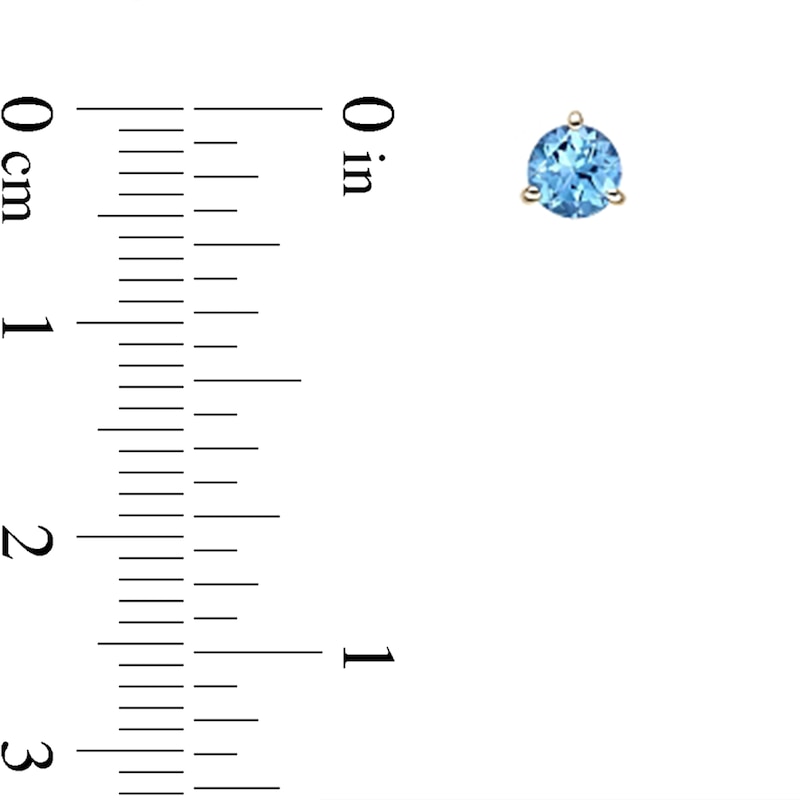 Main Image 3 of 5.0mm Swiss Blue Topaz Solitaire Martini Stud Earrings in 10K Gold