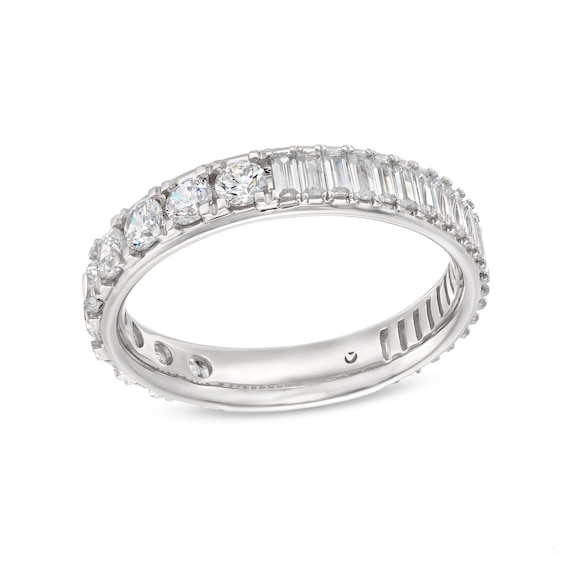 1-1/4 CT. T.w. Baguette and Round Diamond Half-and-Half Eternity Band in 14K White Gold