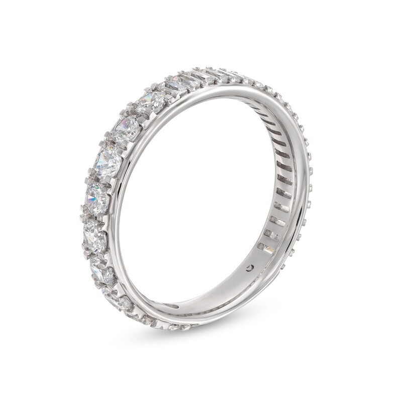 Main Image 2 of 1-1/4 CT. T.W. Baguette and Round Diamond Half-and-Half Eternity Band in 14K White Gold