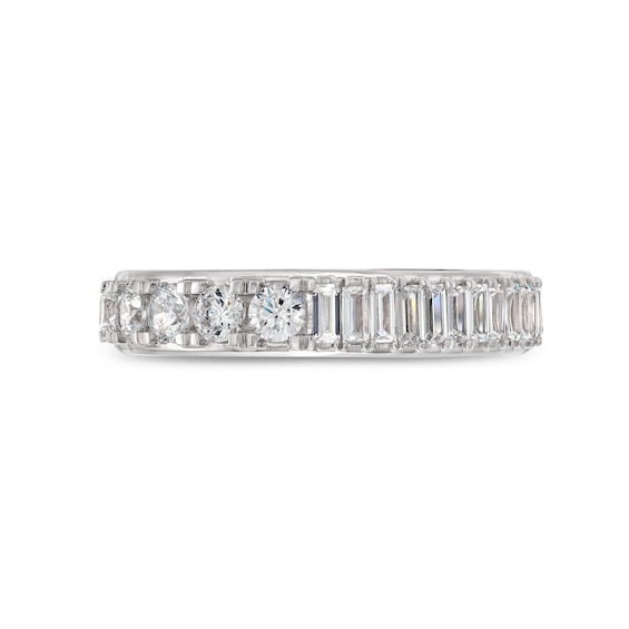1-1/4 CT. T.w. Baguette and Round Diamond Half-and-Half Eternity Band in 14K White Gold