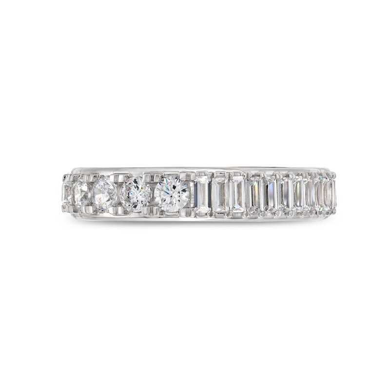 Main Image 3 of 1-1/4 CT. T.W. Baguette and Round Diamond Half-and-Half Eternity Band in 14K White Gold