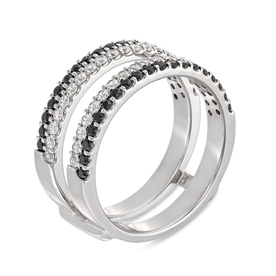 1 CT. T.w. Black and White Diamond Double Row Solitaire Enhancer in 14K White Gold