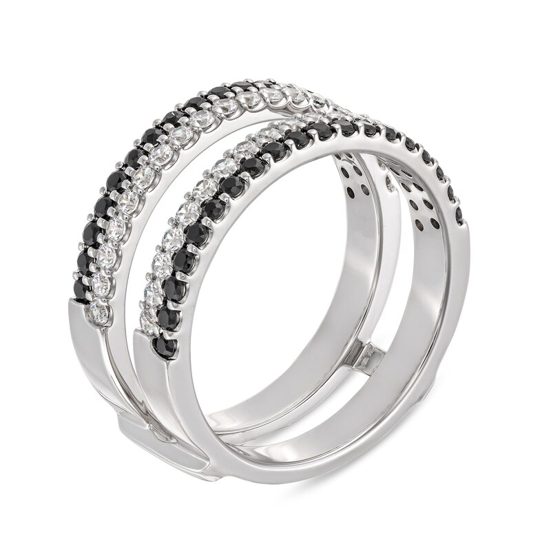 Main Image 2 of 1 CT. T.W. Black and White Diamond Double Row Solitaire Enhancer in 14K White Gold