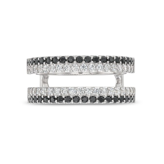 1 CT. T.w. Black and White Diamond Double Row Solitaire Enhancer in 14K White Gold