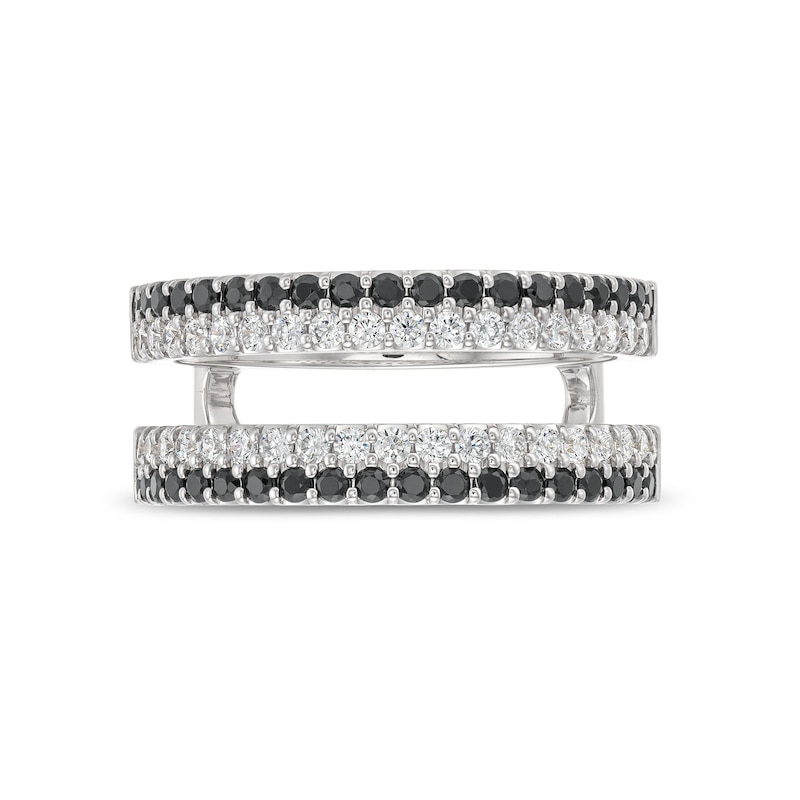 Main Image 3 of 1 CT. T.W. Black and White Diamond Double Row Solitaire Enhancer in 14K White Gold