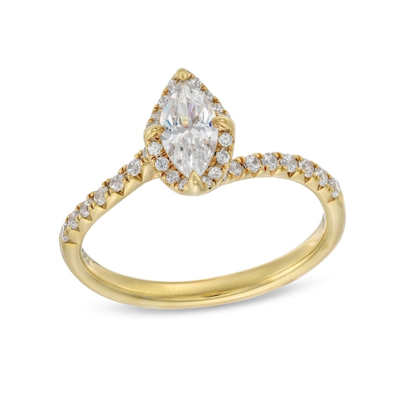3/4 CT. T.w. Marquise Diamond Frame Bypass Shank Engagement Ring in 14K Gold