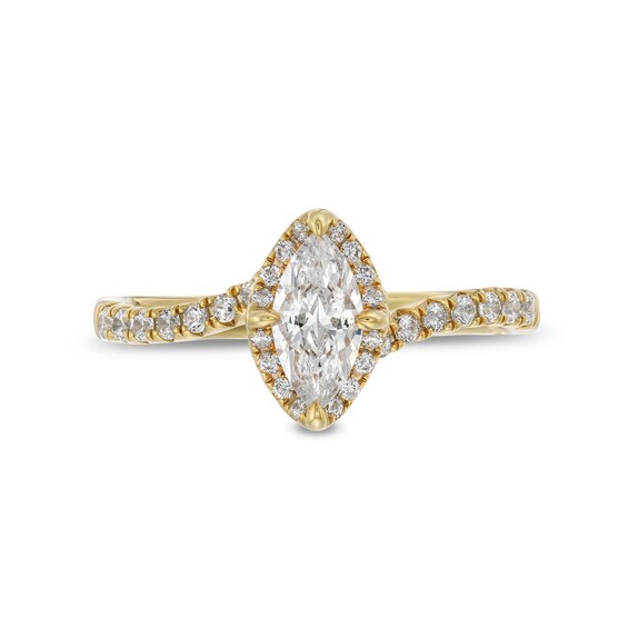 3/4 CT. T.w. Marquise Diamond Frame Bypass Shank Engagement Ring in 14K Gold
