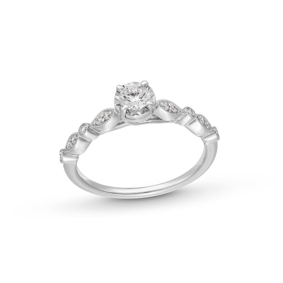 1/3 CT. T. W. Diamond Vintage-Style Engagement Ring in 14K White Gold