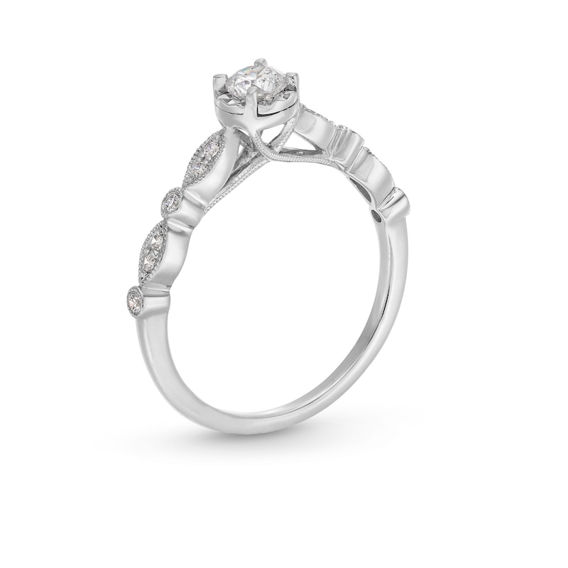 Main Image 3 of 1/3 CT. T. W. Diamond Vintage-Style Engagement Ring in 14K White Gold