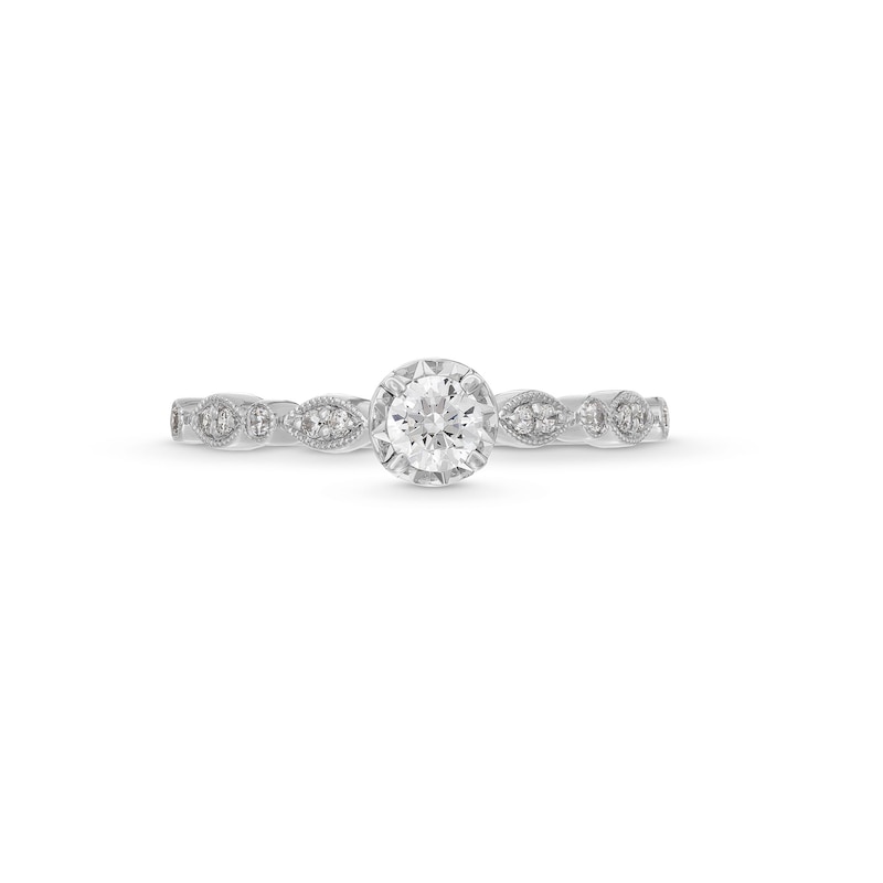 Main Image 4 of 1/3 CT. T. W. Diamond Vintage-Style Engagement Ring in 14K White Gold