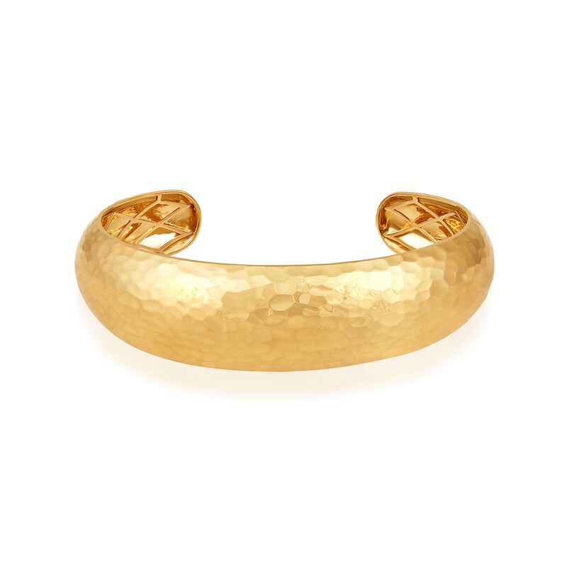 Main Image 1 of Textured Open Cuff Bangle in Sterling Silver with 14K Gold Plate - 7.5"