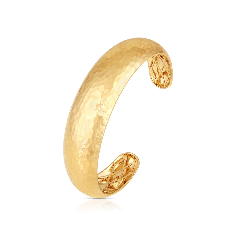 Main Image 3 of Textured Open Cuff Bangle in Sterling Silver with 14K Gold Plate - 7.5"