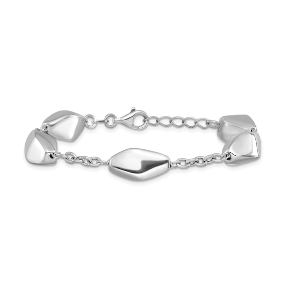 Lightweight Beaded Chain Bracelet in Hollow Sterling Silver - 7.75â