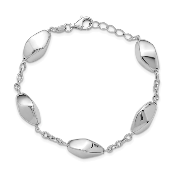 Lightweight Beaded Chain Bracelet in Hollow Sterling Silver - 7.75â