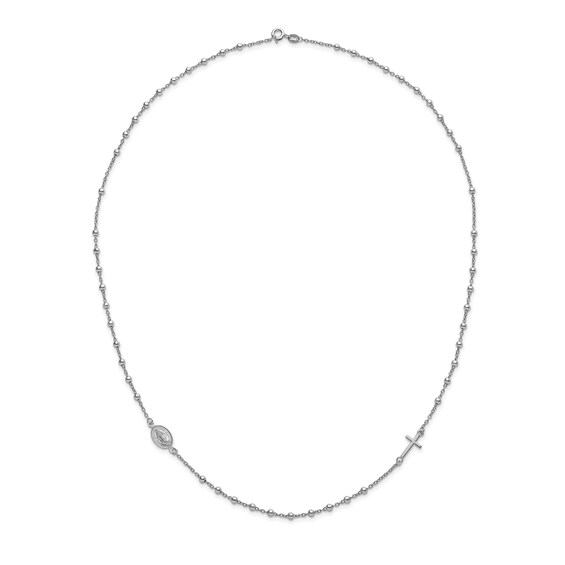 Rosary Necklace in Solid Sterling Silver - 24.5â