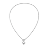 Thumbnail Image 2 of Lightweight Puffed Heart Charm and Paper Clip Chain Toggle Necklace in Sterling Silver - 16”