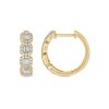 Thumbnail Image 1 of 1/2 CT. T.W. Cushion-Shaped Multi-Diamond Four Stone Huggie Hoop Earrings in 10K Gold