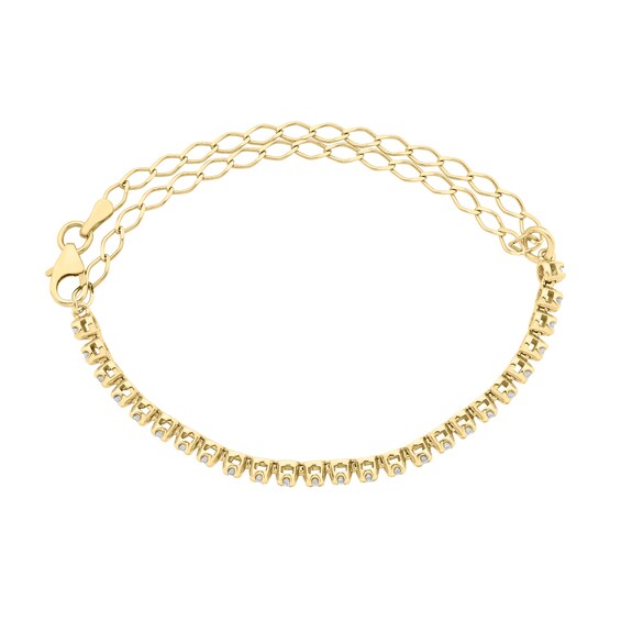 1 CT. T.w. Diamond Double Curb Chain Bracelet in 10K Gold - 9"