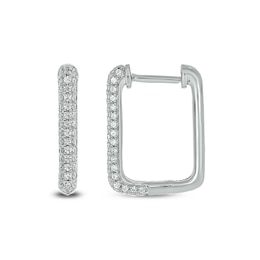 1/3 CT. T.W. Diamond Triple Row Square Hoop Earrings in 10K White Gold