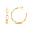 Thumbnail Image 2 of 1/6 CT. T.W. Diamond Oval Chain Link Open Hoop Earrings in 10K Gold