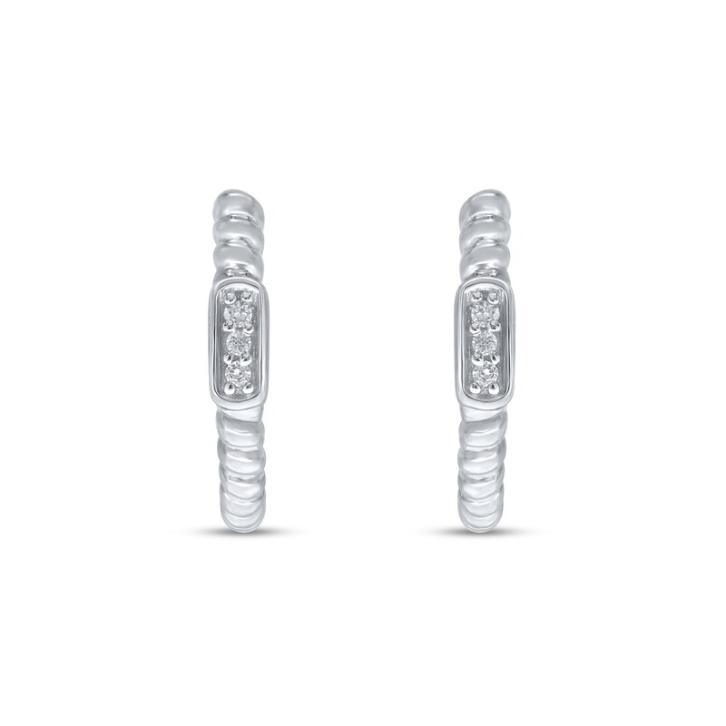 Main Image 2 of Diamond Accent Trio Rope-Textured J-Hoop Earrings in 10K White Gold