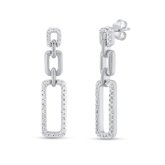 1/3 CT. T.w. Diamond Graduated Chain Link Drop Earrings in 10K White Gold